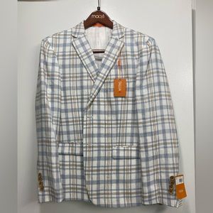 Tallia Orange Men's Plaid Blazer - Grey/Cream 40 Short